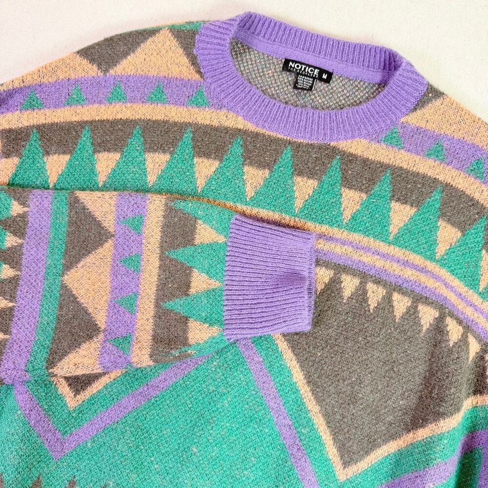 Notice The Reckless x Asa Steinars Oversized Geometric Crewneck Sweater Womens M